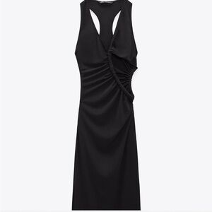 Zara Black Ruched Halter Sheath Dress